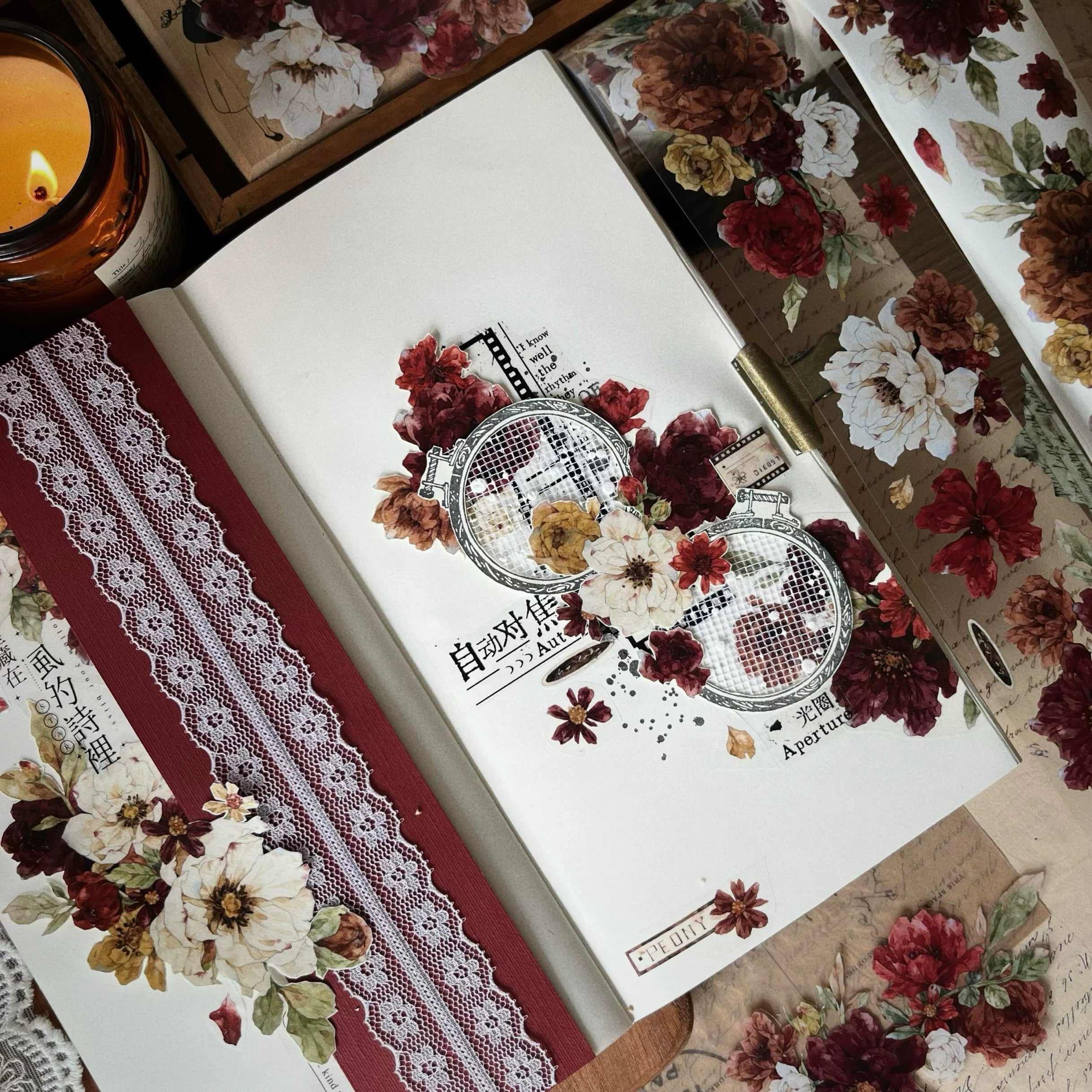 Floral Decorative Tape Rolls- Cinnabar