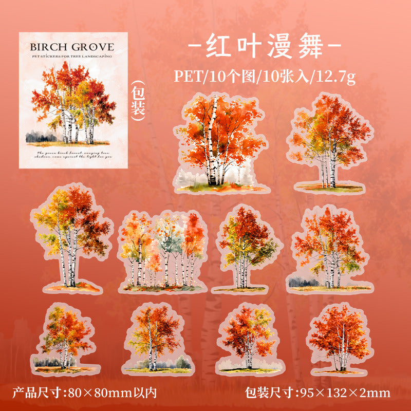 10 Pcs PET Tree Stickers BHSL