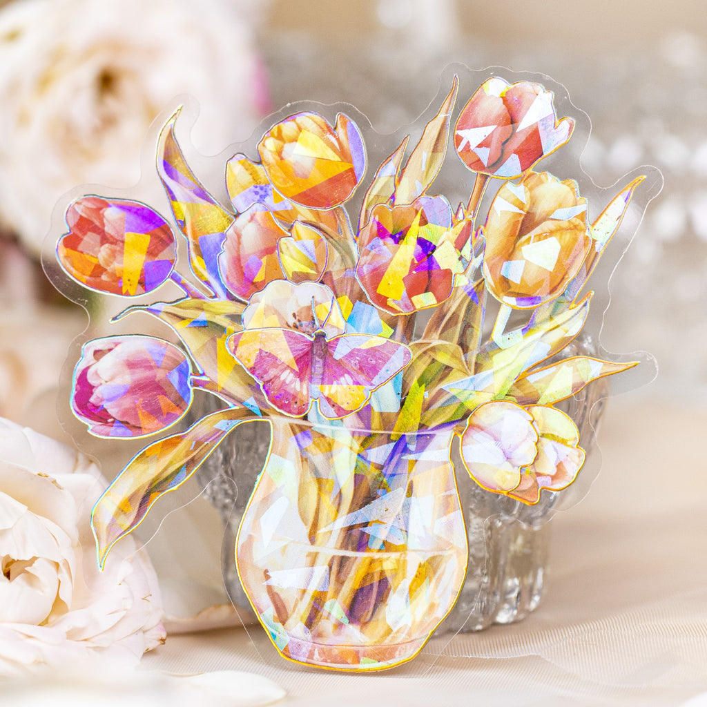 10 Pcs Flower and Bottle PET Stickers HPYH