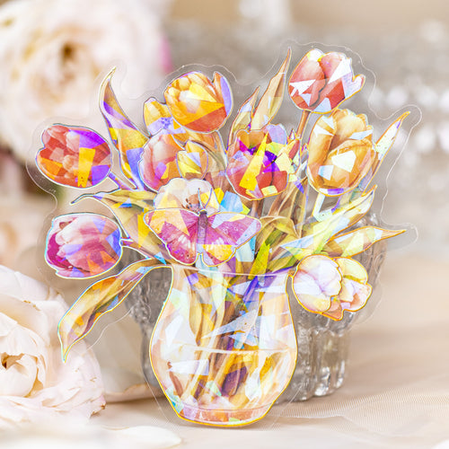 10 Pcs Flower and Bottle PET Stickers HPYH