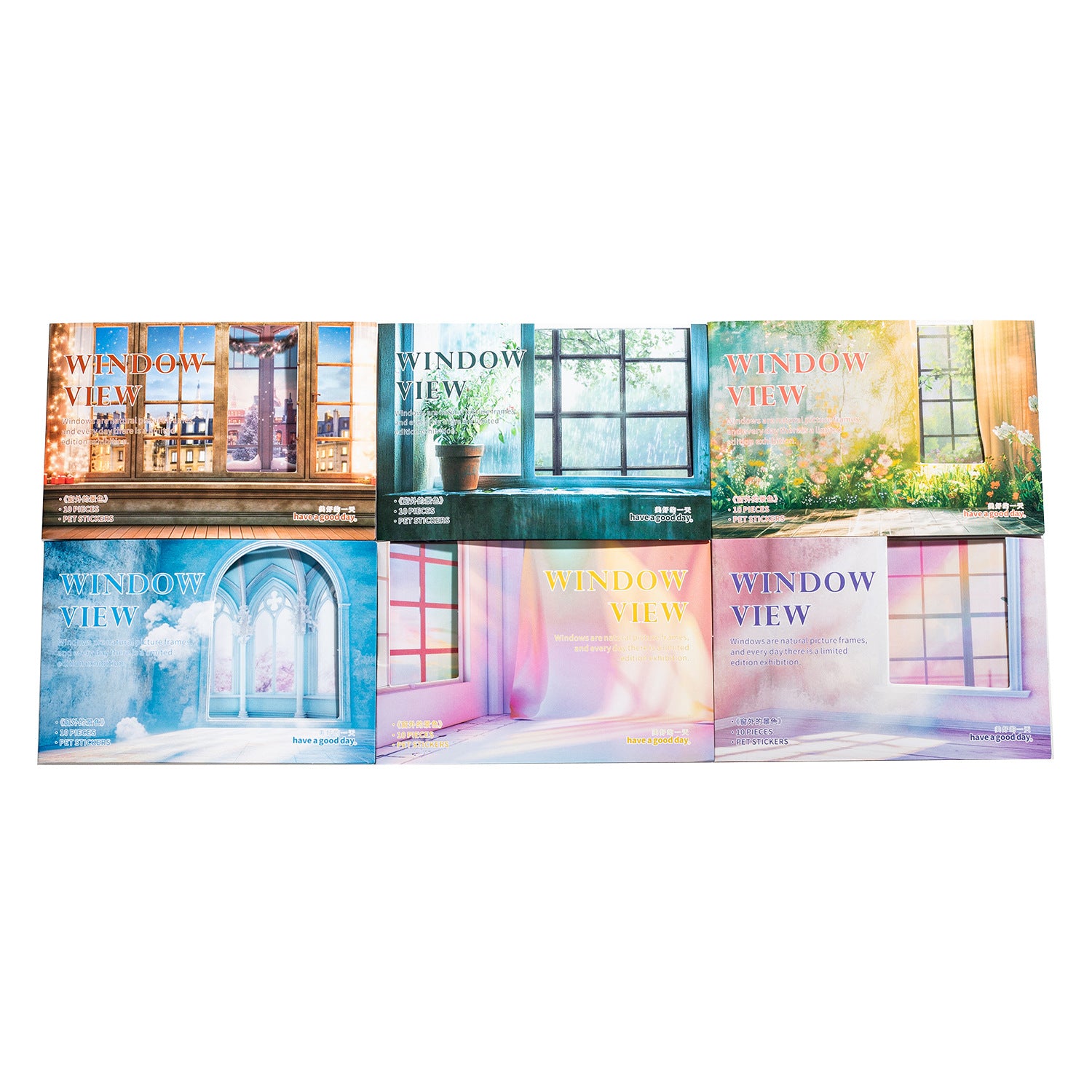 10 Pcs Windows Landscape PET Stickers CWDJS