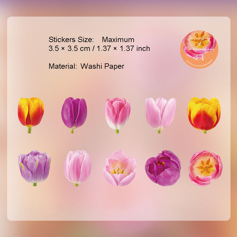 50 Pcs Petal Leaf Washi Stickers XXDLY