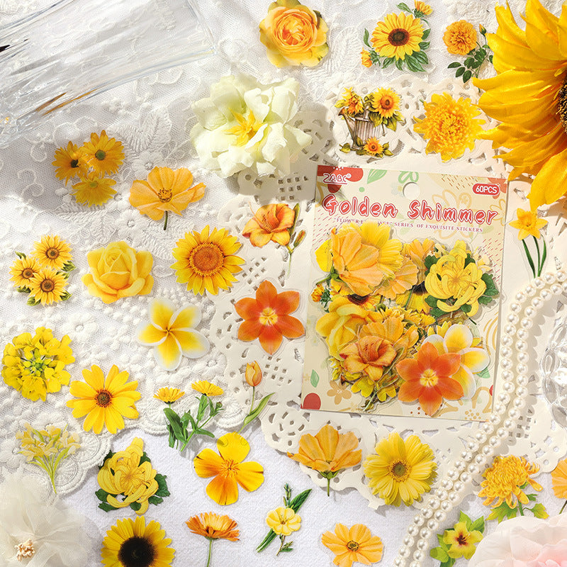 60 Pcs Leaf Flower PET Stickers YRHY