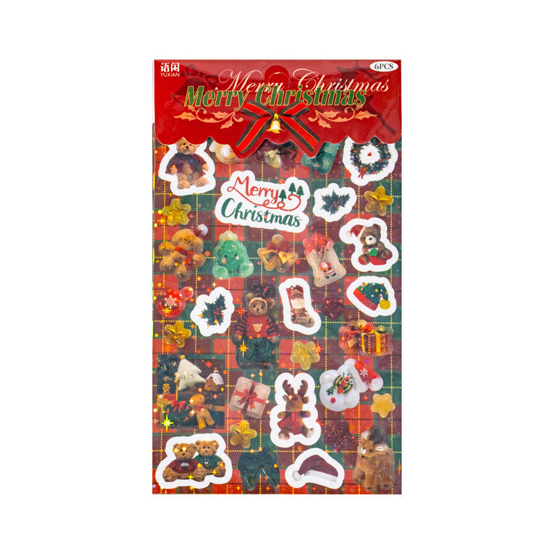 6 Sheets Christmas Stickres Book SDQY