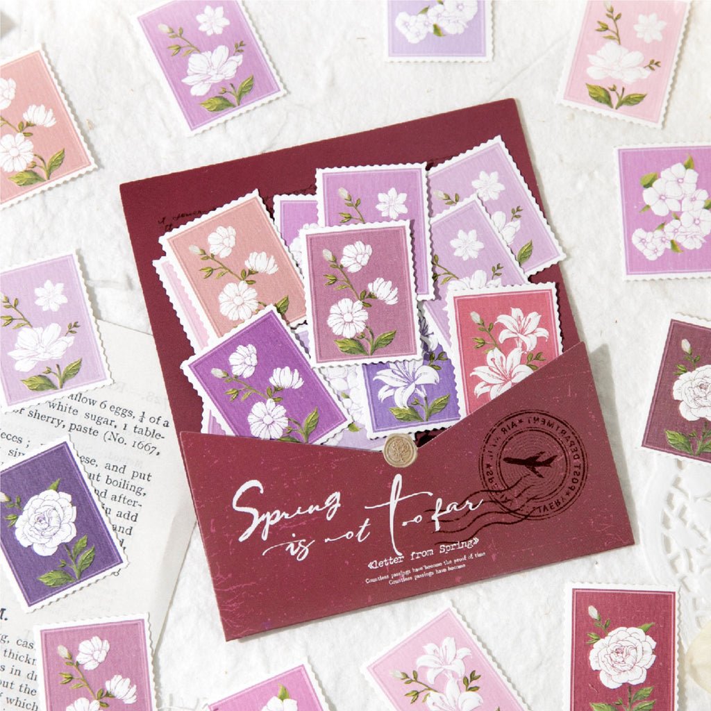 15 Pcs Pigeon Flower Post Stamp Stickers LXXL