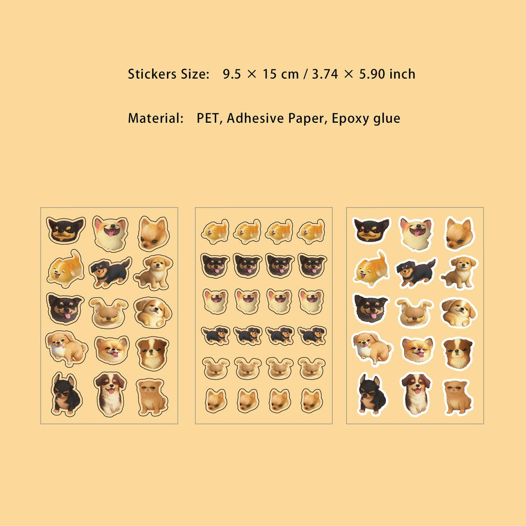 3 Sheets Cute Pets Stickers DYDN