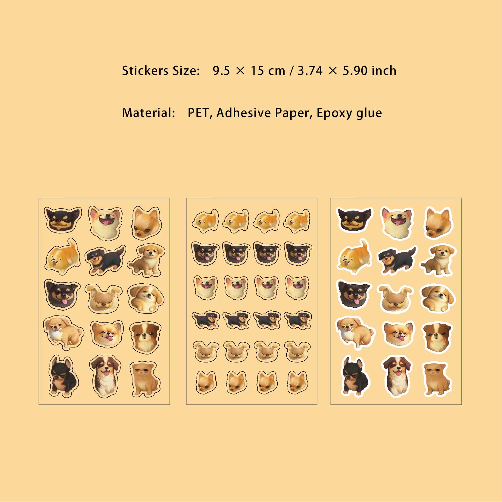 3 Sheets Cute Pets Stickers DYDN