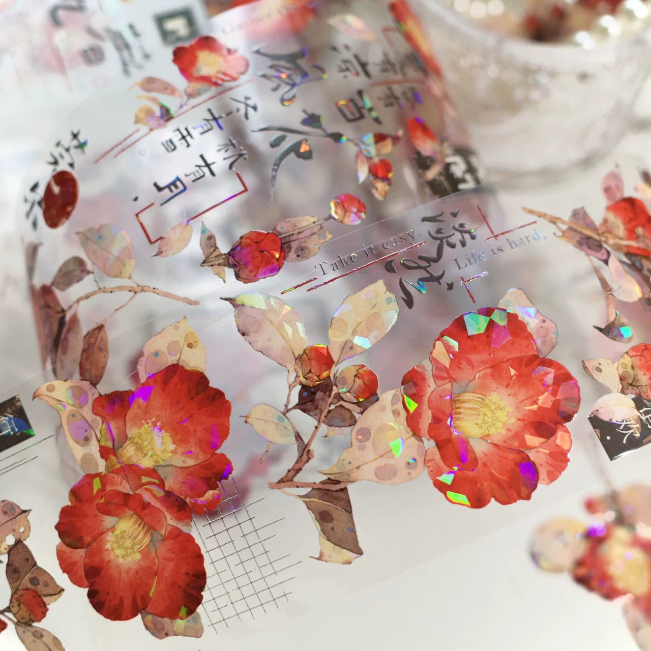 Floral Decorative Tape Rolls- Rouge Stained
