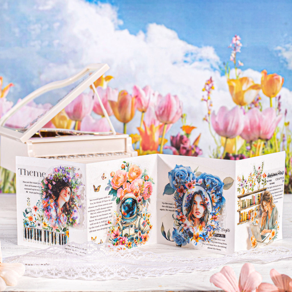 1 Roll Sea of Flowers PET Stickers Tape HHYL