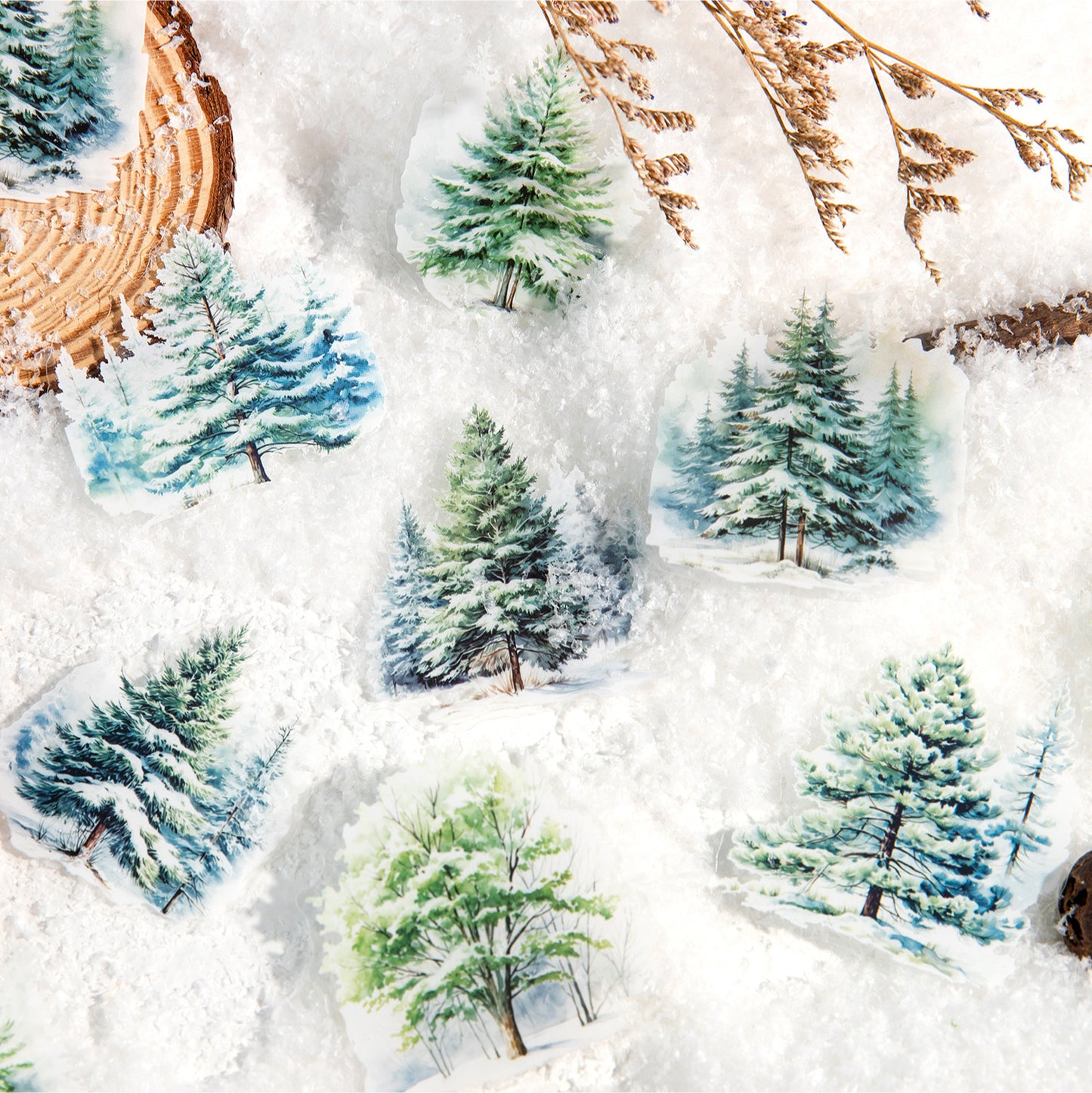 16 Pcs Winter Tree Stickers SLGH