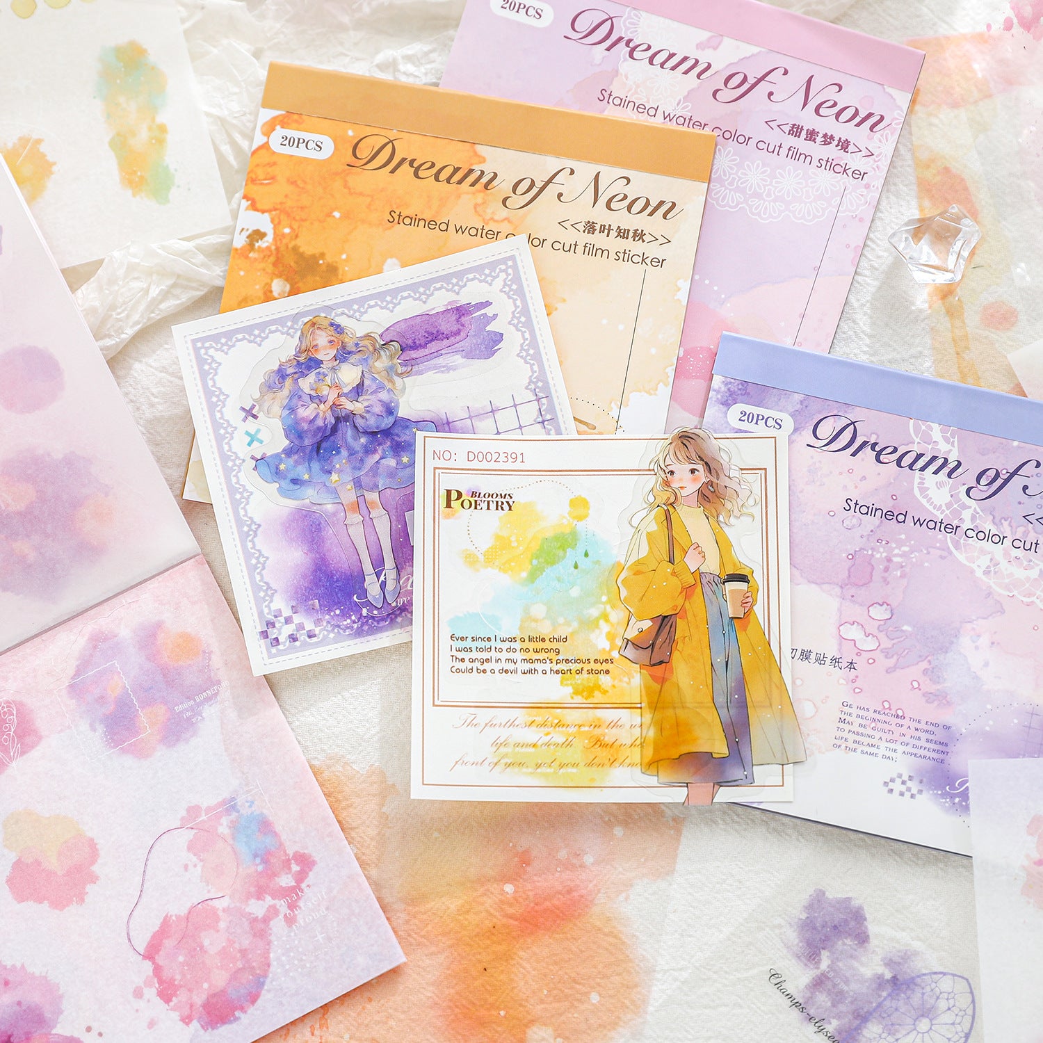 20 Sheets Color Blending Theme Stickers Book NGHM