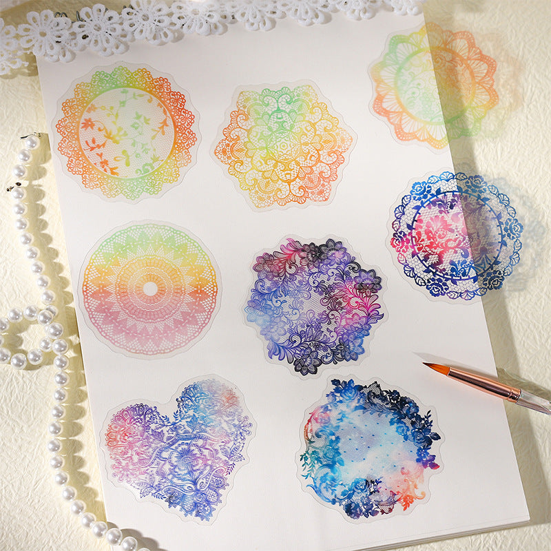 10 Pcs Rainbow Lace PET Stickers HCBJ