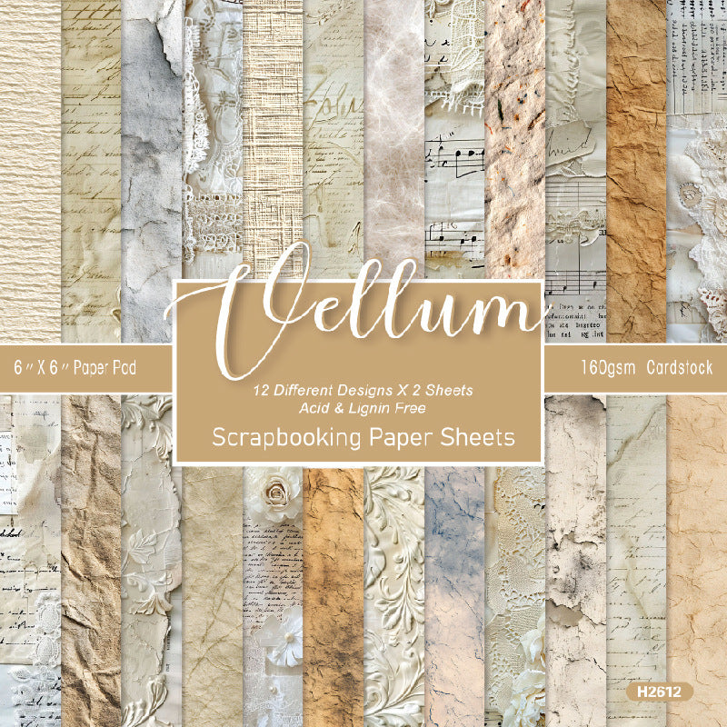 6 inch Aged Ephemera Scrapbook Paper Pad SKP612
