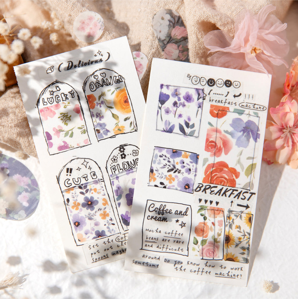 1 Roll Flower Theme Pre-cut Washi Stickers Tape HJQM