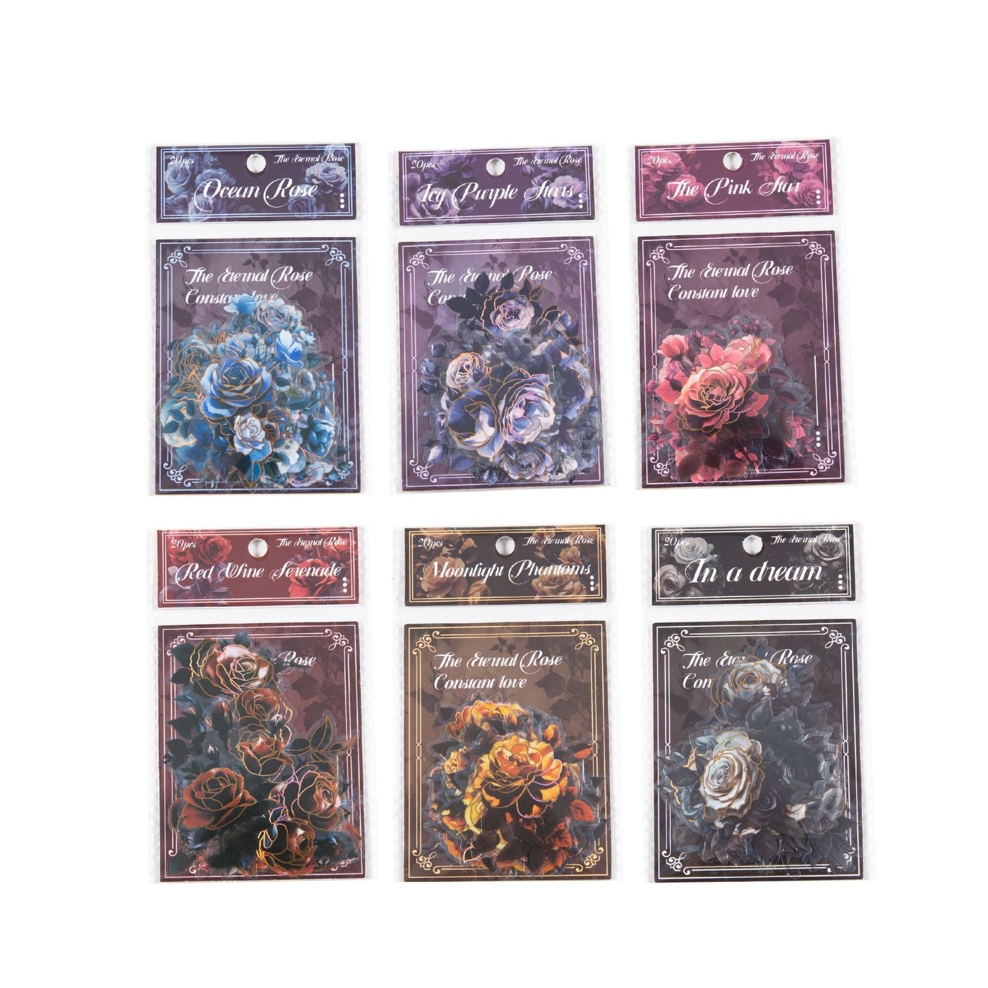 20 Pcs Dark Rose Stickers YHMG