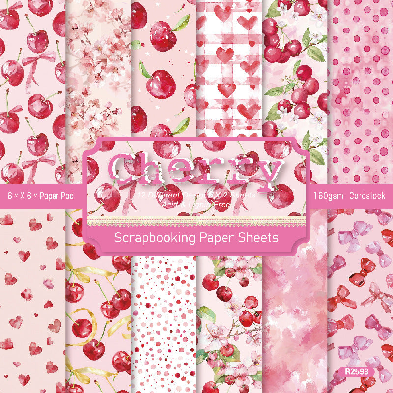 6 inch Cherry Scrapbook Paper Pad SKP593