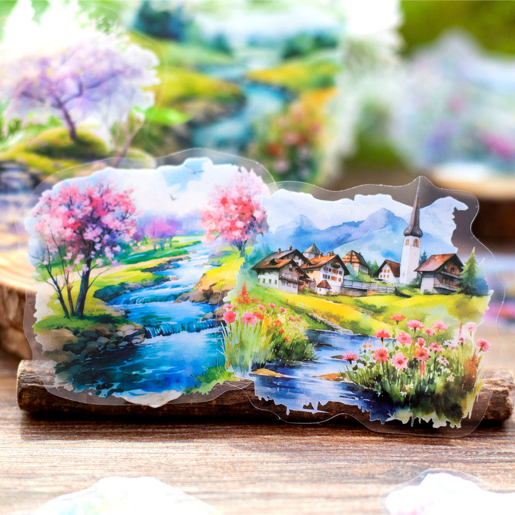 30 Pcs PET Landscape Stickers ZCTLLL