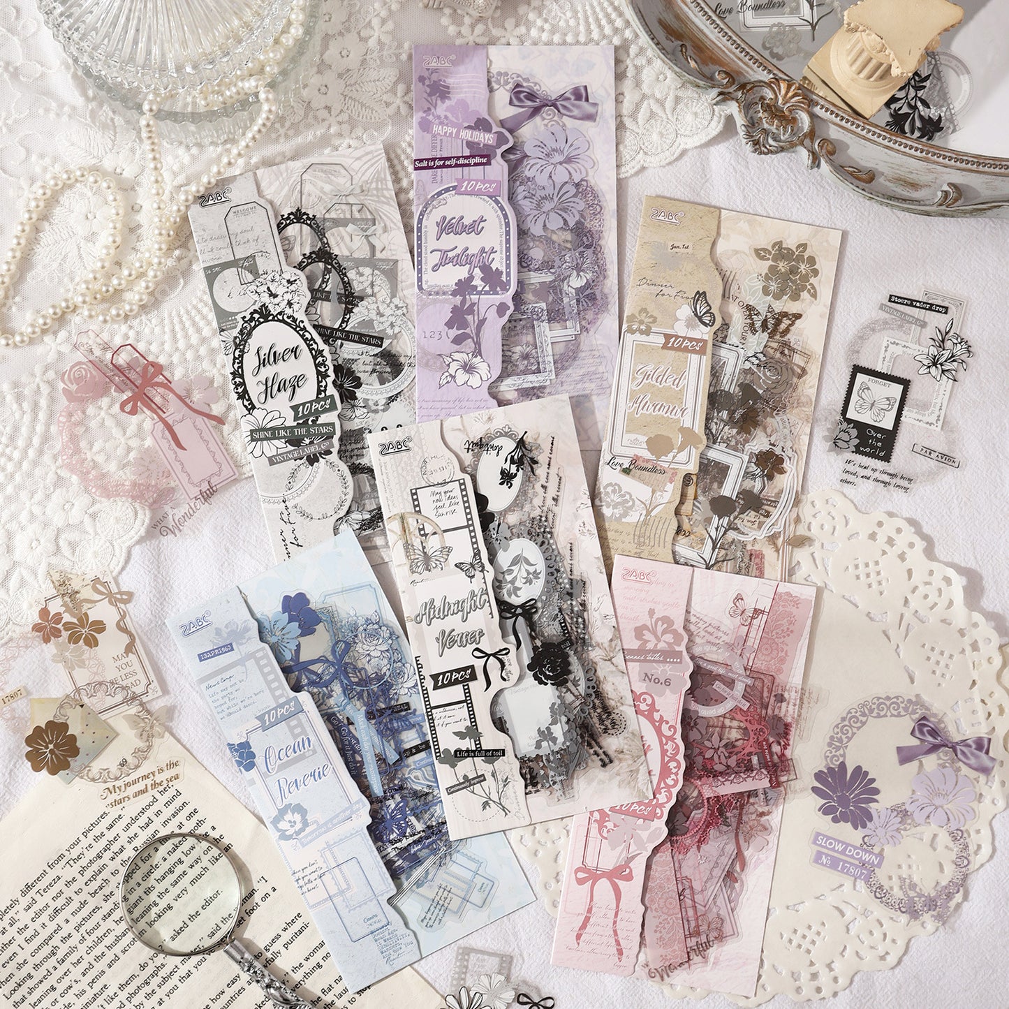 10 Pcs Lace Collage PET Stickers YSXJ