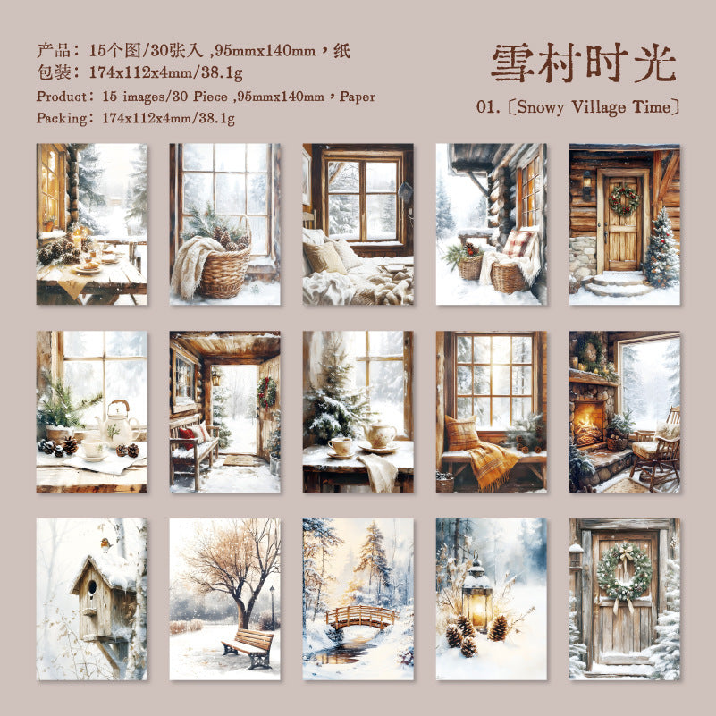 30 Sheets Winter Snow Landscape Scrapbook Paepr DRXS