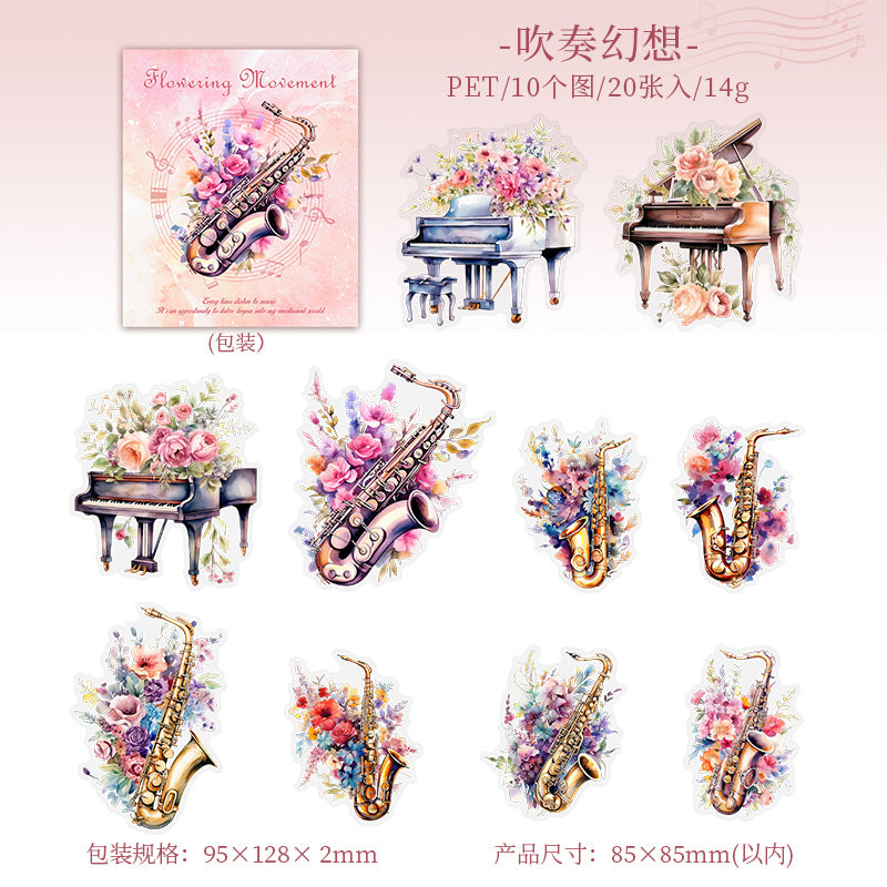 20 Pcs Musical Instruments PET Stickers HKYZ