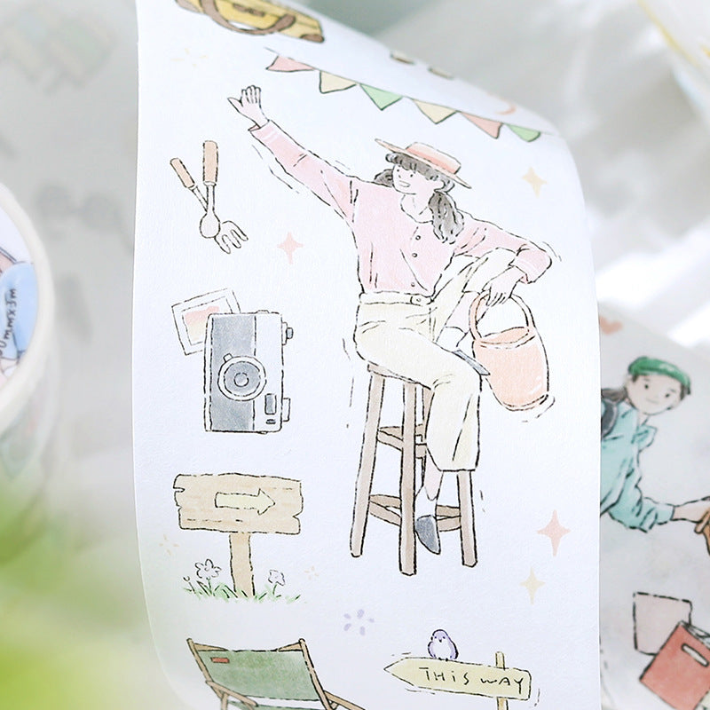 City Life Casual Characters Die-Cut Washi Tape - Sports Time