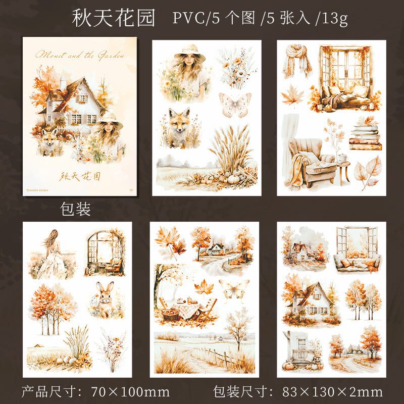 5 Sheets Garden Themed Transfer Stickers MNYHY