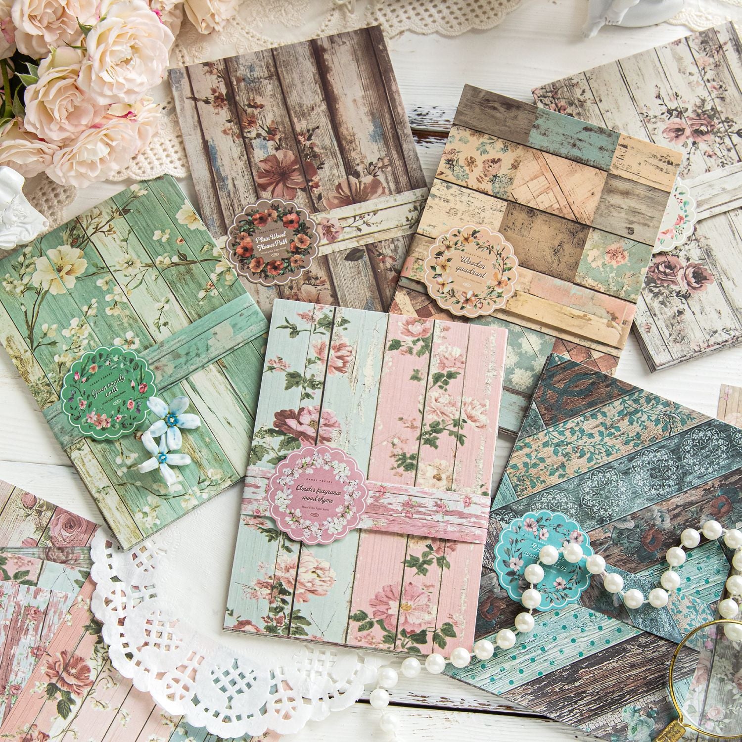 30 Pcs Wooden Color Scrapbook Paper MSZJ