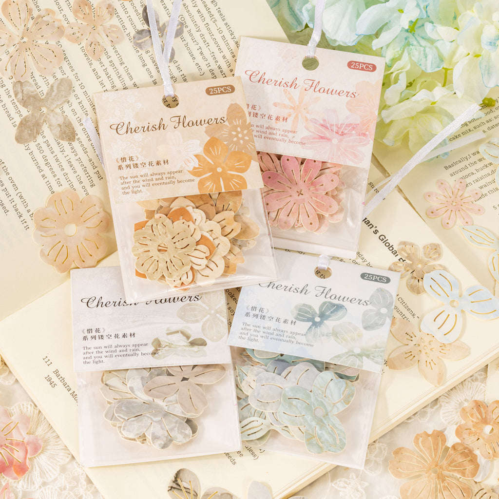 25 Pcs Cutout Paper Flowers XHXL