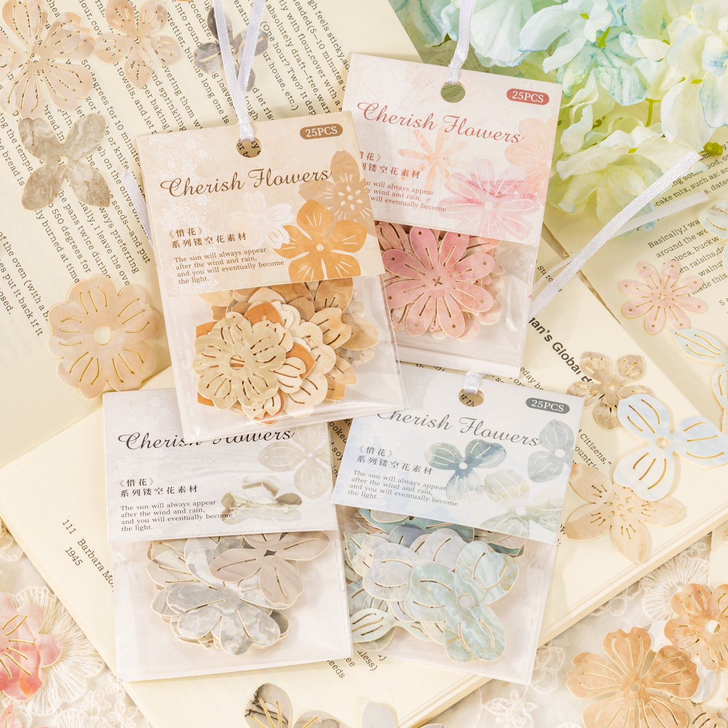 25 Pcs Cutout Paper Flowers XHXL