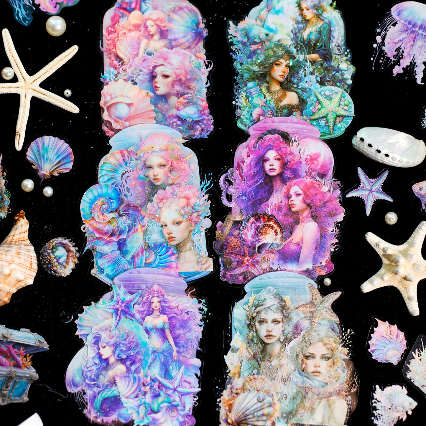 11 Pcs Ocean Mermaid PET Stickers SHWG