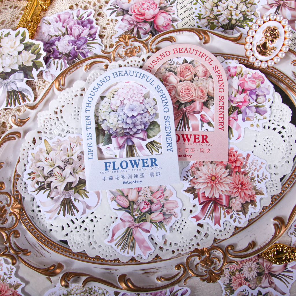 10 Pcs Bouquet Flower Scrapbook Paper SPHX