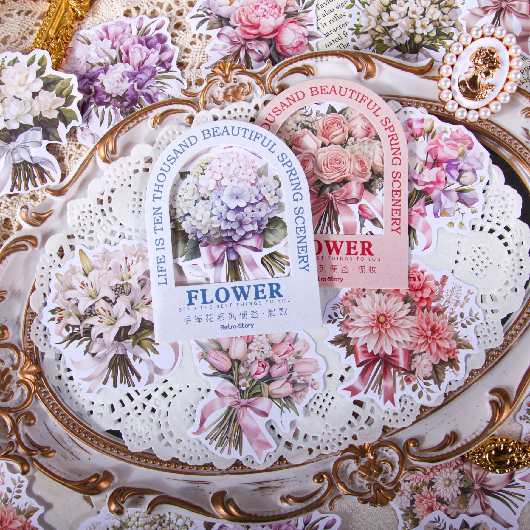 10 Pcs Bouquet Flower Scrapbook Paper SPHX