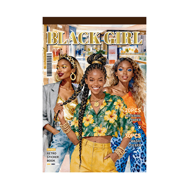 A5 Mixed Material Sticker Book - Black Girl