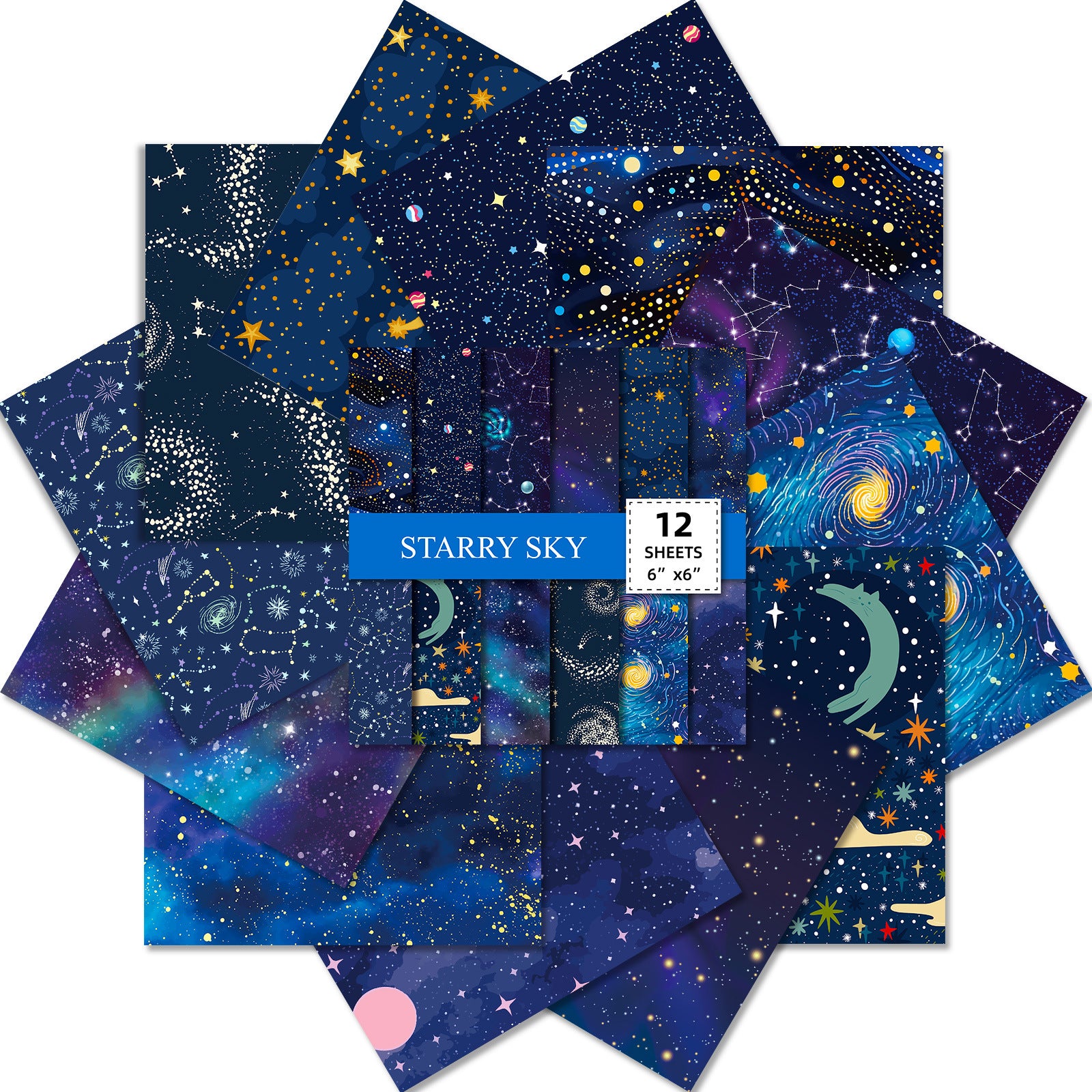 6 inch Dark Starry Scrapbook Paper Pad PA851