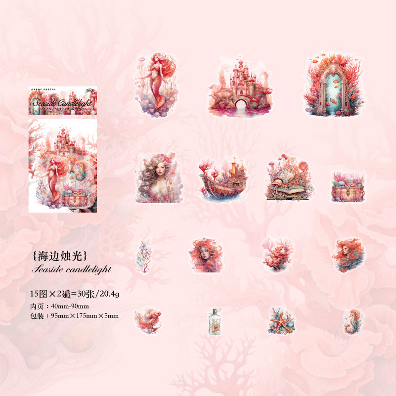 30 Pcs Ocean Landscape PET Stickers HYJG
