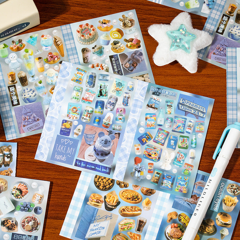 4 Sheets Food Theme Journal Stickers WJLX