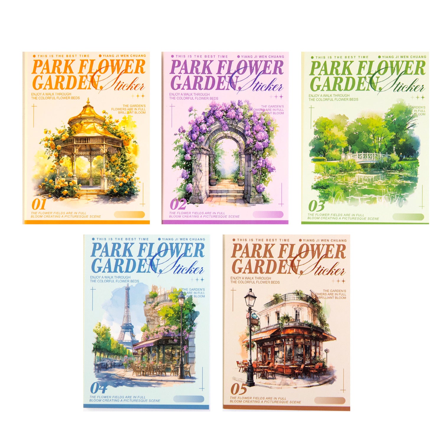 20 Sheets PET Garden Stickers Book YYHT