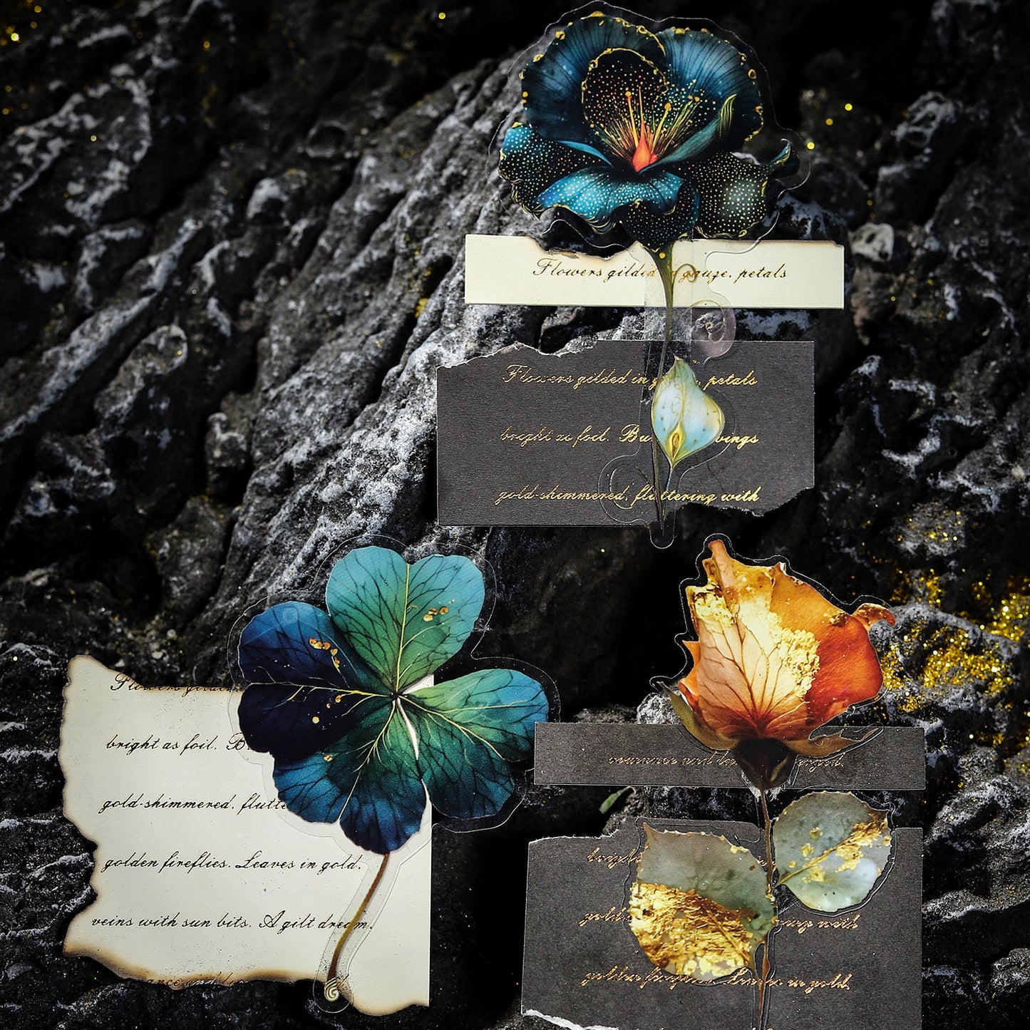 10 Pcs Vintage Flower PET Stickers LJHY