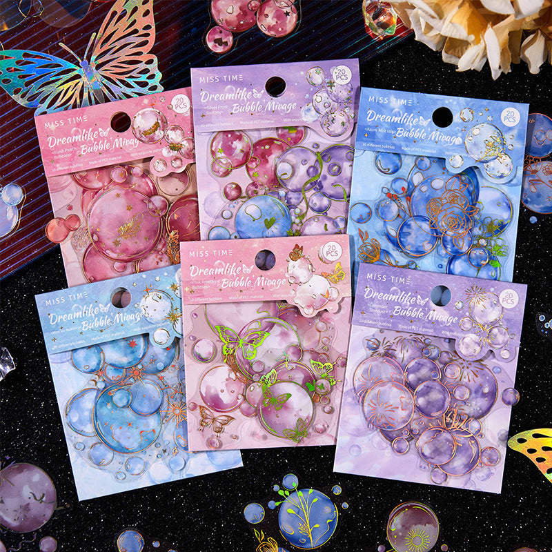 20 Pcs Gold Foil PET Stickers QMPY
