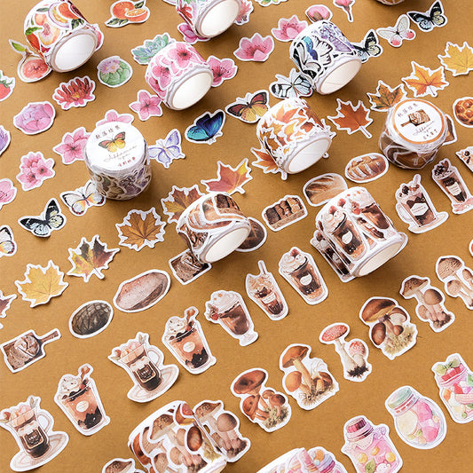 1Roll 100 Pcs Creative PET Stickers Tape QLXJ