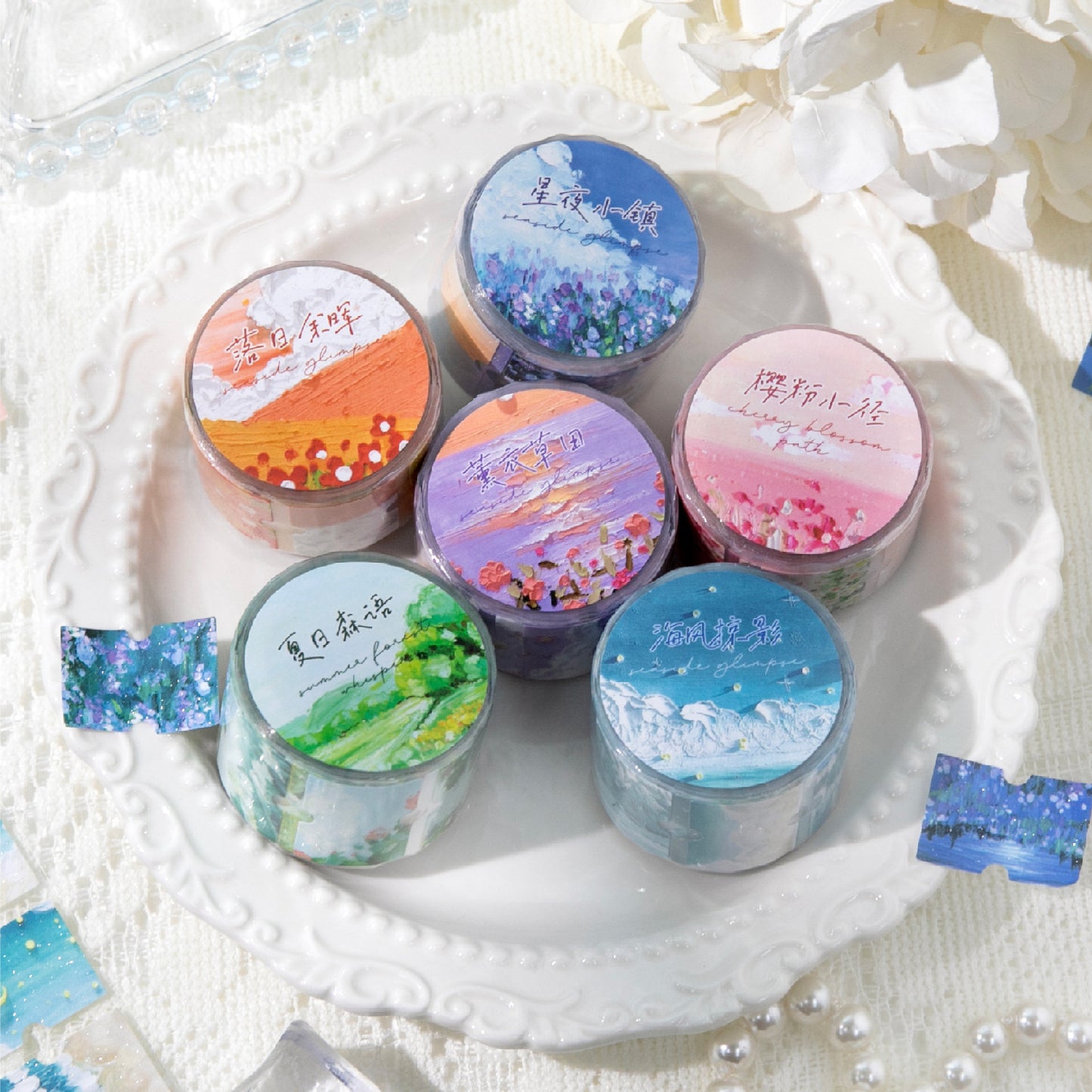 1 Roll Natural Landscape Stickers Tape BJYJ