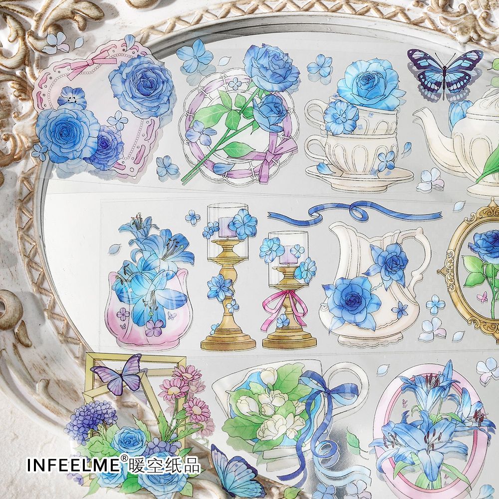 3 Pcs Flowers PET Stickers HJMX