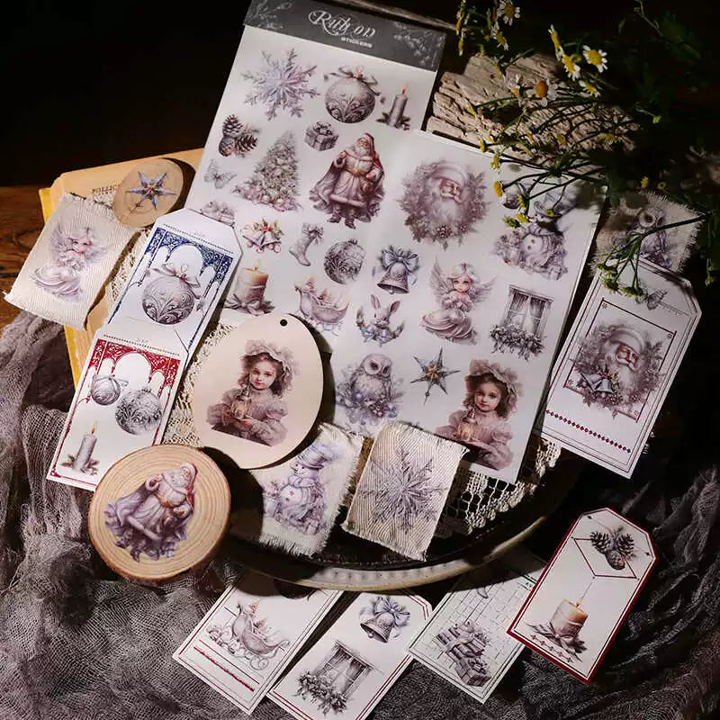 2 Sheets Rub on Stickers - Silver Christmas