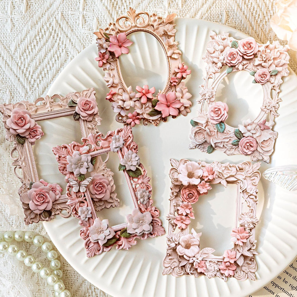 10 Pcs Antique Victorian Hollow Floral Relief Frame Scrapbooking Paper - Foam