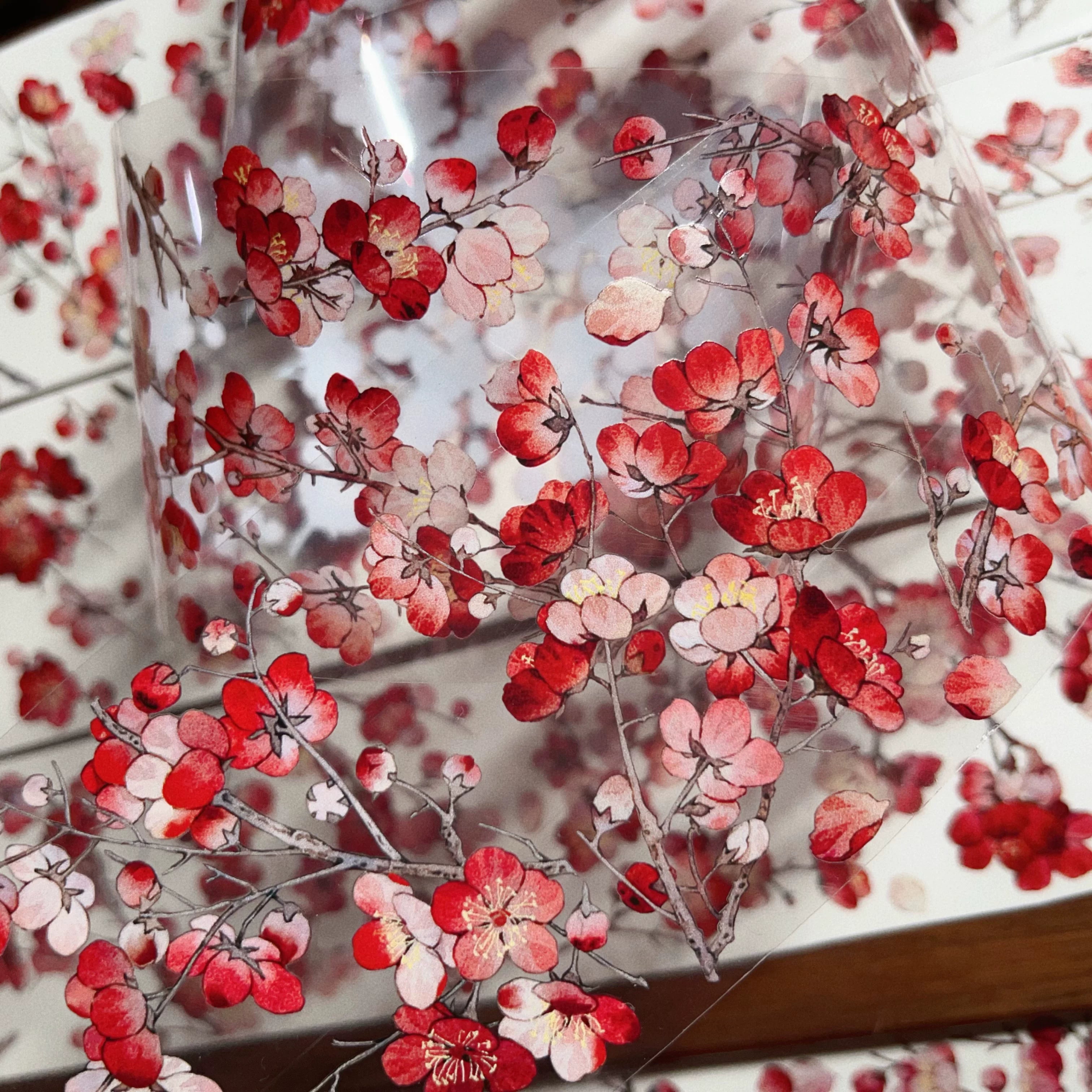 Floral Decorative Tape Rolls- Scarlet Plum