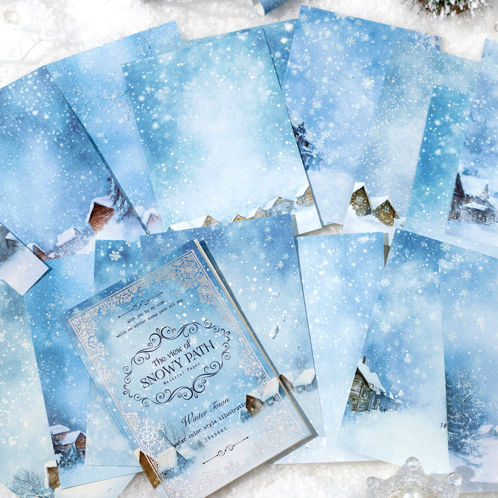 30 Pcs Snow Theme Scrapbook Paper XJXJ
