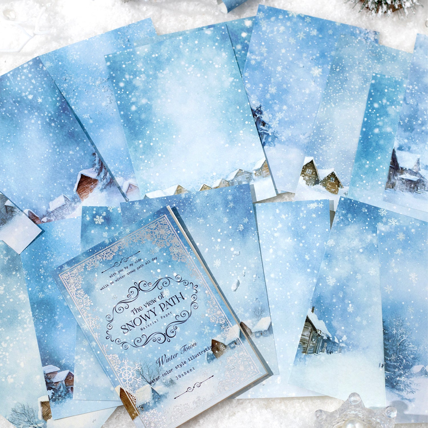 30 Pcs Snow Theme Scrapbook Paper XJXJ
