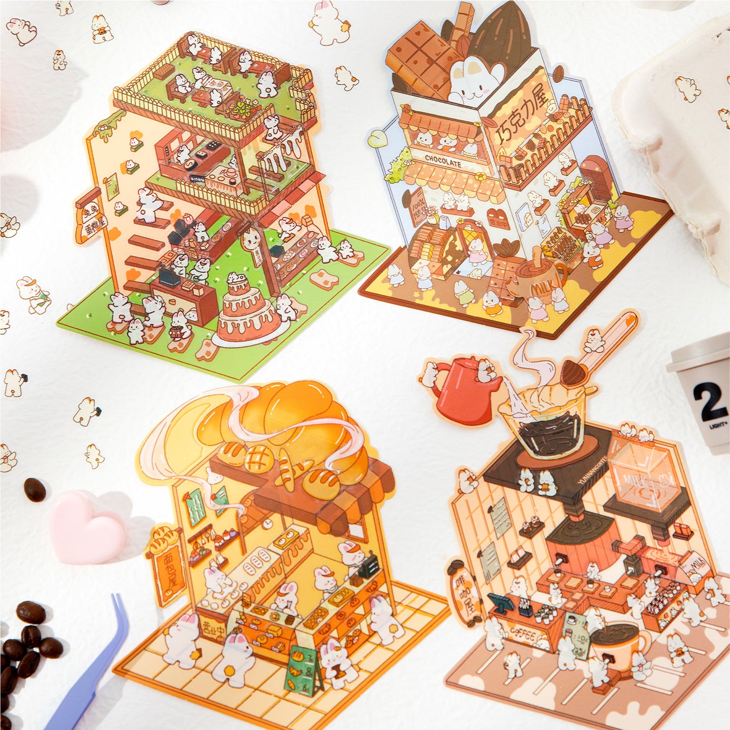 3 Sheets Baking Themed 3D Effect PET Stickers TBNN