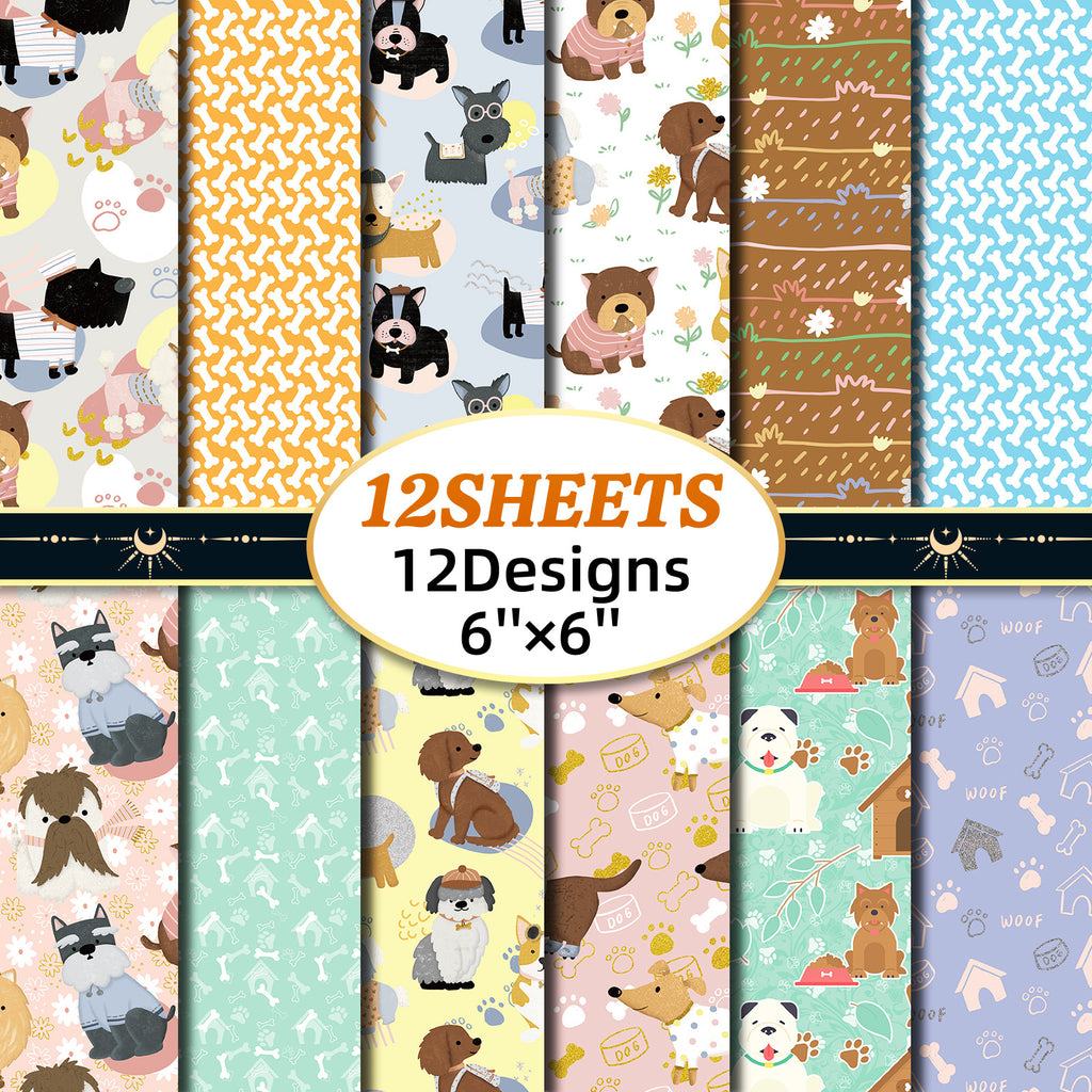 6 inch Cute Puppy Scrapbook Paper Pad PA345