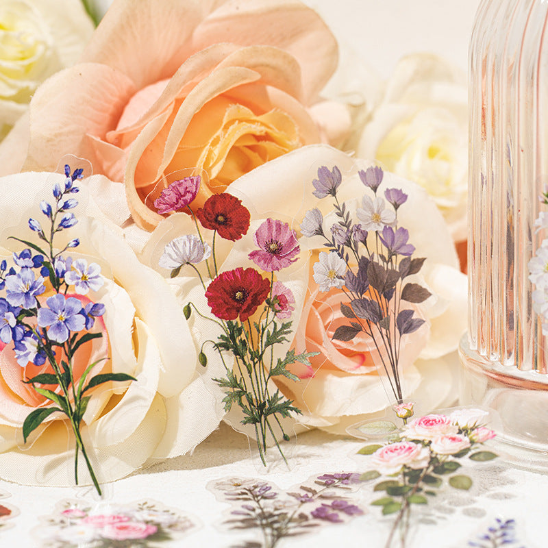 30 Pcs Flower PET Stickers HJSG